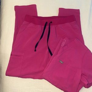 Hot pink Figs scrub set